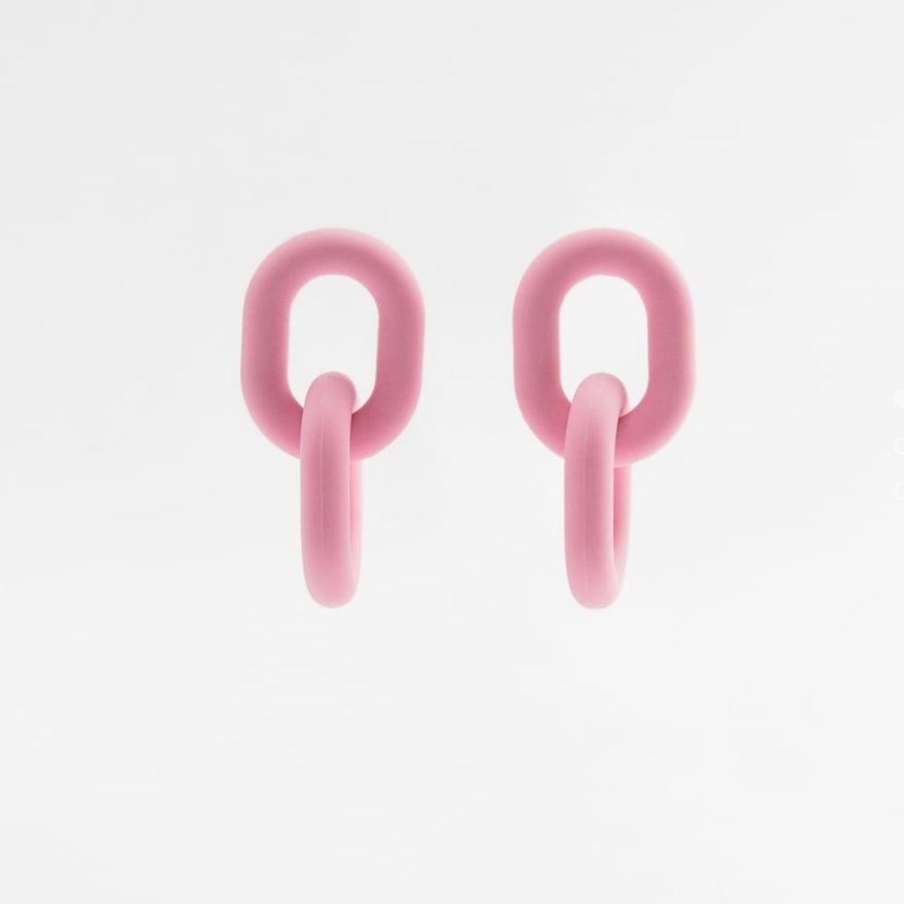 NEW ZARA Drop Chain Link rubber watermen earrings